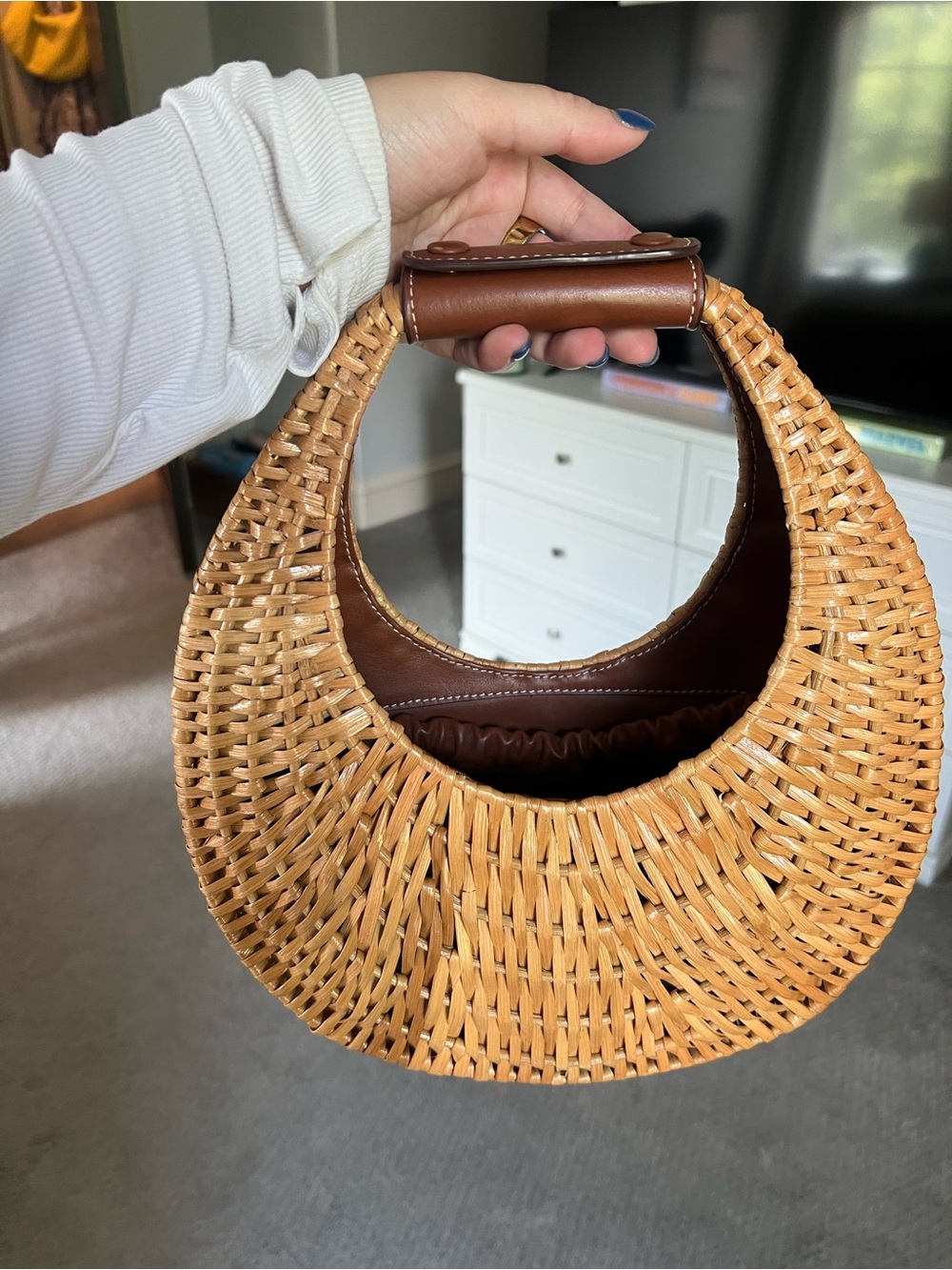 STAUD Rattan Half Moon Bag - Picture 3 of 8